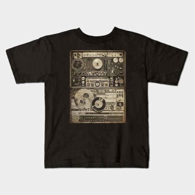 Retro  Setup Audio HiFi Sound System MixedBlack white Kids T-Shirt by susugantung99